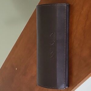 Anne Klein Brown Leather Semi-Hard Eyeglass Case